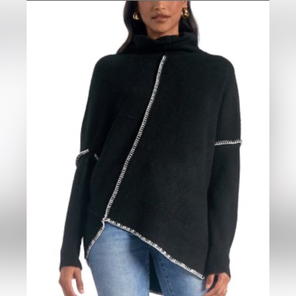 Black Women's Sweater with White Trim